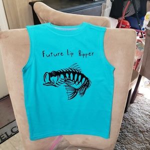 Boys Xsmall fishing graphic muscle Tee
